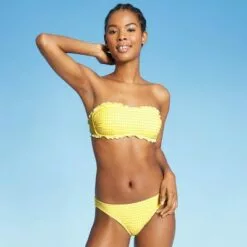 Juniors' Textured Gingham Cheeky Bikini Bottom - Xhilaration™ Yellow -Swimsuits Popular Store unnamed file 2798