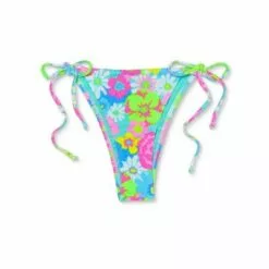 Juniors' Ribbed Ultra Hiked Tunneled String Bikini Bottom - Xhilaration™ Multi Floral Print -Swimsuits Popular Store unnamed file 2834
