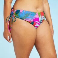 Juniors' Plus Size Side-Tie Hipster Bikini Bottom - Xhilaration™ Multi Tropical Print -Swimsuits Popular Store unnamed file 2916