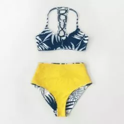 Women's Leafy Bikini Set Swimsuits Lace Up High Waisted Bathing Suit -Cupshe -Swimsuits Popular Store unnamed file 294