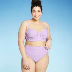 Juniors' Plus Size High Leg High Waist Bikini Bottom - Xhilaration™ Lilac Purple -Swimsuits Popular Store unnamed file 2942