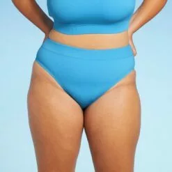 Juniors' Plus Size Ribbed High Waist Bikini Bottom - Xhilaration™ Blue -Swimsuits Popular Store unnamed file 2954