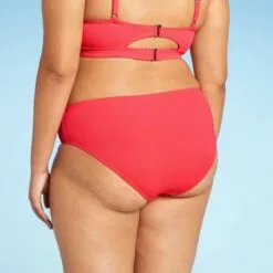 Juniors' Plus Size Ribbed Cheeky Hipster Bikini Bottom - Xhilaration™ Coral Pink
