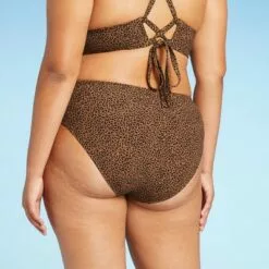 Juniors' Plus Size Ribbed Cheeky Hipster Bikini Bottom - Xhilaration™ Brown