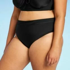Juniors' Plus Size High Leg High Waist Bikini Bottom - Xhilaration™ Black -Swimsuits Popular Store unnamed file 3015