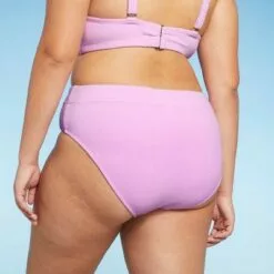 Juniors' Plus Size Terry High Waist Bikini Bottom - Xhilaration™ Lavender