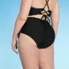 Women's Plus Size High Waist Side-Cinch Bikini Bottom - Kona Sol™ Black -Swimsuits Popular Store unnamed file 3032