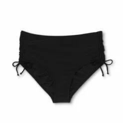 Women's Plus Size High Waist Side-Cinch Bikini Bottom - Kona Sol™ Black -Swimsuits Popular Store unnamed file 3034