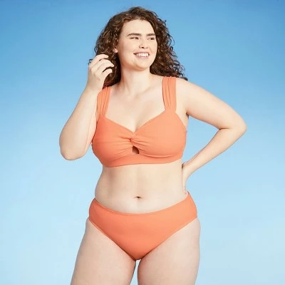 Juniors' Plus Size Textured Cheeky Bikini Bottom - Xhilaration™ Neon Orange 4 Juniors' Plus Size Textured Cheeky Bikini Bottom - Xhilaration™ Neon Orange - Image 2