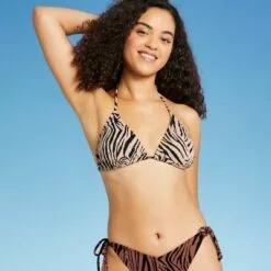 Juniors' Ribbed Triangle Bikini Top - Xhilaration™ Orange Animal Print -Swimsuits Popular Store unnamed file 3190