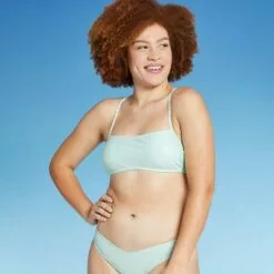 Juniors' Shiny Bralette Bikini Top - Xhilaration™ Light Blue -Swimsuits Popular Store unnamed file 3196