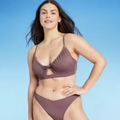 Women's Tunneled Tie-Front Bikini Top - Shade & Shore™ Dusk Purple -Swimsuits Popular Store unnamed file 3208
