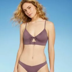 Women's Tunneled Tie-Front Bikini Top - Shade & Shore™ Dusk Purple -Swimsuits Popular Store unnamed file 3218