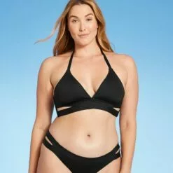 Women's Faux Wrap Bikini Top - Kona Sol™ Mudstone Blue -Swimsuits Popular Store unnamed file 3280