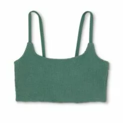 Women's Crinkle Textured Longline Bikini Top - Kona Sol™ Moss Green -Swimsuits Popular Store unnamed file 3300