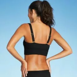 Juniors' Smocked Longline Bikini Top - Xhilaration™ Sage Green