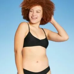 Juniors' Cinch-Front Bralette Bikini Top - Xhilaration™ Black -Swimsuits Popular Store unnamed file 3340