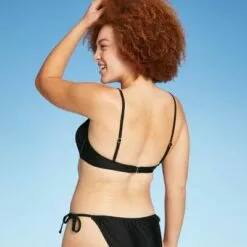 Juniors' Smocked Bralette Bikini Top - Xhilaration™ Black -Swimsuits Popular Store unnamed file 3353