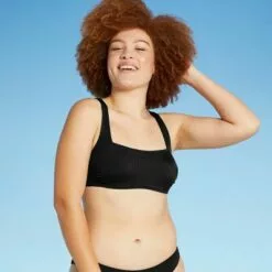 Juniors' Ribbed Square Neck Bralette Bikini Top - Xhilaration™ White -Swimsuits Popular Store unnamed file 3388