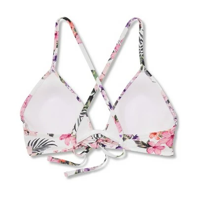 Women's Lightly Lined Twist-Front Plunge Bikini Top - Shade & Shore™ White Tropical Print 8 Women's Lightly Lined Twist-Front Plunge Bikini Top - Shade & Shore™ White Tropical Print - Image 6