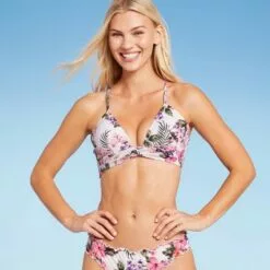 Women's Lightly Lined Twist-Front Plunge Bikini Top - Shade & Shore™ White Tropical Print 34 Women's Lightly Lined Twist-Front Plunge Bikini Top - Shade & Shore™ White Tropical Print -Swimsuits Popular Store unnamed file 3430