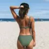 Women Green V Neck Bikini Set Ladder Trim Mid Rise Swimsuit-Cupshe -Swimsuits Popular Store unnamed file 345