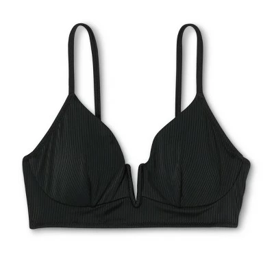 Women's Ribbed V-Wire Bikini Top - Shade & Shore™ Black 7 Women's Ribbed V-Wire Bikini Top - Shade & Shore™ Black - Image 5