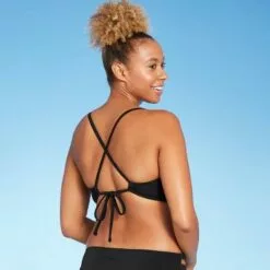 Women's Light Lift Ribbed Square Neck Bikini Top - Shade & Shore™ Black -Swimsuits Popular Store unnamed file 3461