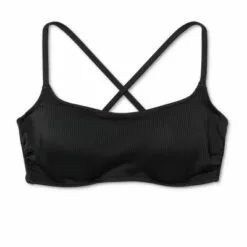 Women's Light Lift Ribbed Square Neck Bikini Top - Shade & Shore™ Black -Swimsuits Popular Store unnamed file 3462