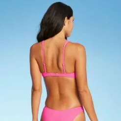 Juniors' Ribbed Knot-Front Bralette Bikini Top - Xhilaration™ Coral Pink