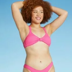 Juniors' Ribbed Knot-Front Bralette Bikini Top - Xhilaration™ Coral Pink -Swimsuits Popular Store unnamed file 3466