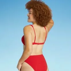 Juniors' Ribbed Tie-Front Longline Bralette Bikini Top - Xhilaration™ Gold -Swimsuits Popular Store unnamed file 3498