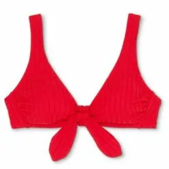 Juniors' Ribbed Tie-Front Longline Bralette Bikini Top - Xhilaration™ Gold -Swimsuits Popular Store unnamed file 3499