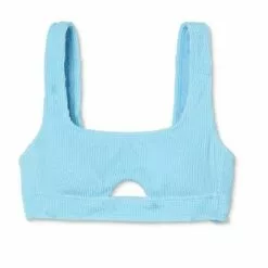 Juniors' Textured Cut Out Scoop Neck Bralette Bikini Top - Xhilaration™ Blue -Swimsuits Popular Store unnamed file 3525