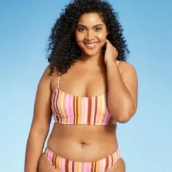 Juniors' Scoop Neck Bralette Bikini Top - Xhilaration™ Multi Stripe -Swimsuits Popular Store unnamed file 3529