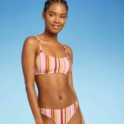 Juniors' Scoop Neck Bralette Bikini Top - Xhilaration™ Multi Stripe -Swimsuits Popular Store unnamed file 3534