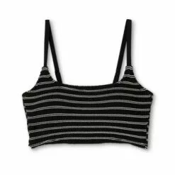 Women's Textured Pucker Straight Neck Bikini Top - Kona Sol™ Black -Swimsuits Popular Store unnamed file 3555