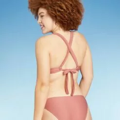 Juniors' Textured Tall Triangle Bikini Top - Xhilaration™ Mauve -Swimsuits Popular Store unnamed file 3565