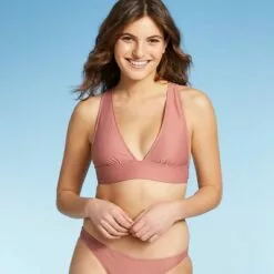 Juniors' Textured Tall Triangle Bikini Top - Xhilaration™ Mauve -Swimsuits Popular Store unnamed file 3568