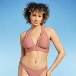 Juniors' Textured Tall Triangle Bikini Top - Xhilaration™ Mauve -Swimsuits Popular Store unnamed file 3573