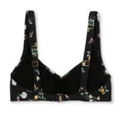 Juniors' Cinch-Front Bralette Bikini Top - Xhilaration™ Black Floral Print -Swimsuits Popular Store unnamed file 3605