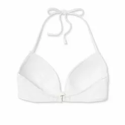 Women's Light Lift Knot-Front Foil Ribbed Bikini Top - Shade & Shore™ White -Swimsuits Popular Store unnamed file 3634