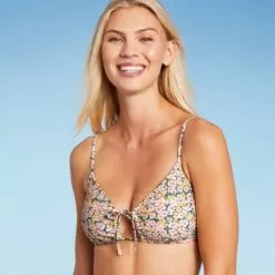 Women's Keyhole Bralette Bikini Top - Shade & Shore™ Yellow Floral -Swimsuits Popular Store unnamed file 3660