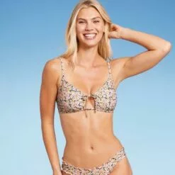 Women's Keyhole Bralette Bikini Top - Shade & Shore™ Yellow Floral -Swimsuits Popular Store unnamed file 3665