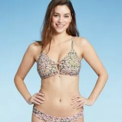 Women's Keyhole Bralette Bikini Top - Shade & Shore™ Yellow Floral -Swimsuits Popular Store unnamed file 3670