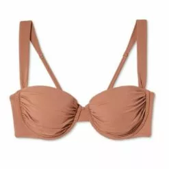 Women's Lightly Lined Shirred Cup Bikini Top - Shade & Shore™ Hazelnut Brown -Swimsuits Popular Store unnamed file 3687