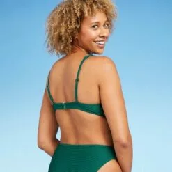 Women's Square Wire Ribbed Triangle Bikini Top - Shade & Shore™ Evergreen -Swimsuits Popular Store unnamed file 3710