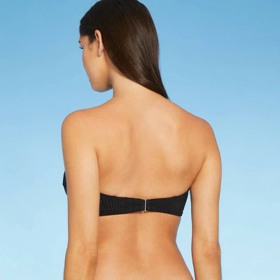 Women's Ribbed Knot-Front Bandeau Bikini Top - Shade & Shore™ Black 3 Women's Ribbed Knot-Front Bandeau Bikini Top - Shade & Shore™ Black