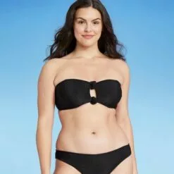 Women's Ribbed Knot-Front Bandeau Bikini Top - Shade & Shore™ Black 21 Women's Ribbed Knot-Front Bandeau Bikini Top - Shade & Shore™ Black -Swimsuits Popular Store unnamed file 3768