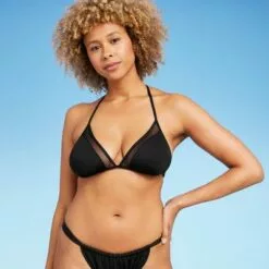 Women's Mesh Triangle Bikini Top - Shade & Shore™ Black -Swimsuits Popular Store unnamed file 3833
